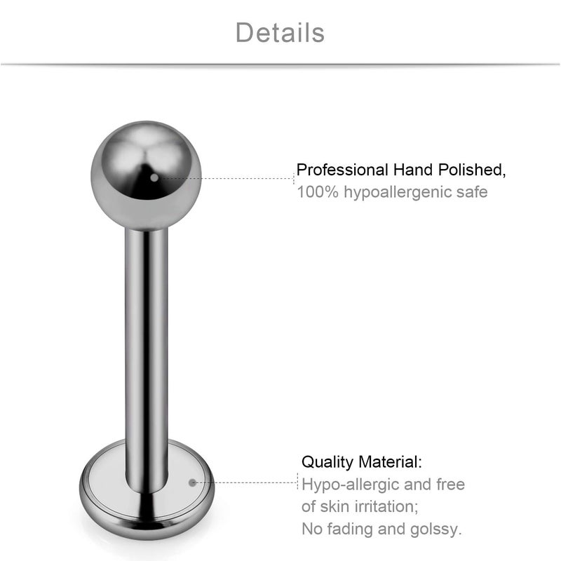 SCERRING 2PCS 16g G23 Titanium Labret Monroe Lip Tragus Cartilage Earring Ring Stud Piercing Jewelry 10mm - Image 3